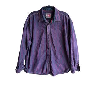 EQ Rooster Women Western Wear Logo Textured Striped Button-Up Shirt Size 3X